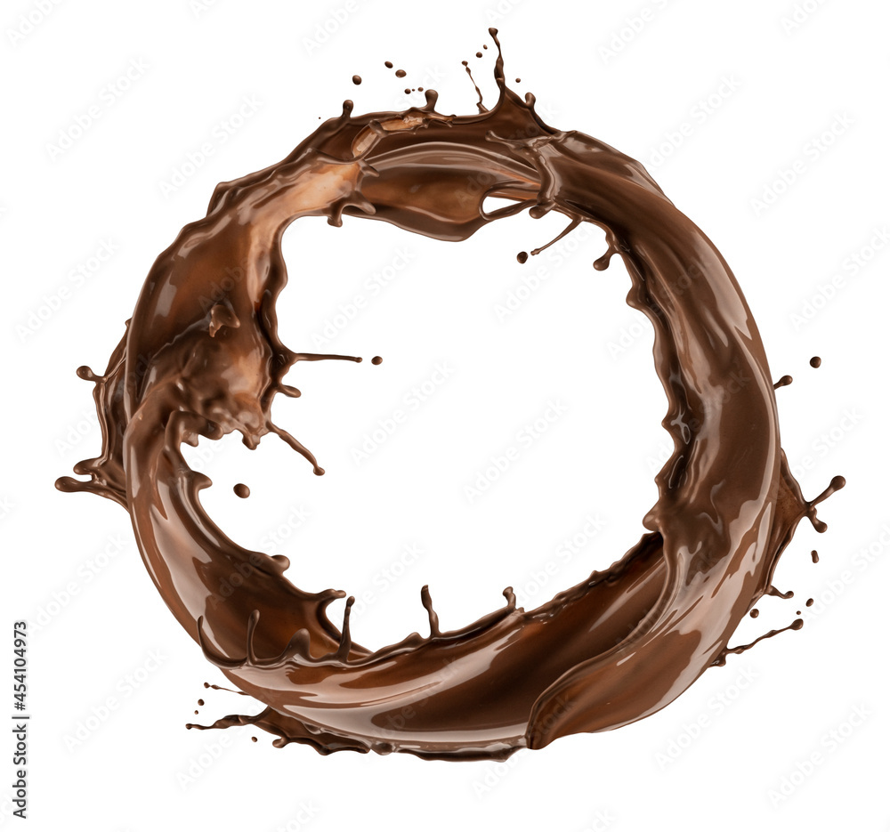 Round splashes of chocolate isolated on white background Round splashes of chocolate isolated on white background