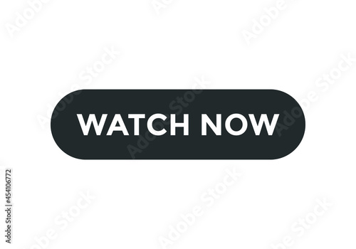 watch now text sign icon. square shape web button. 