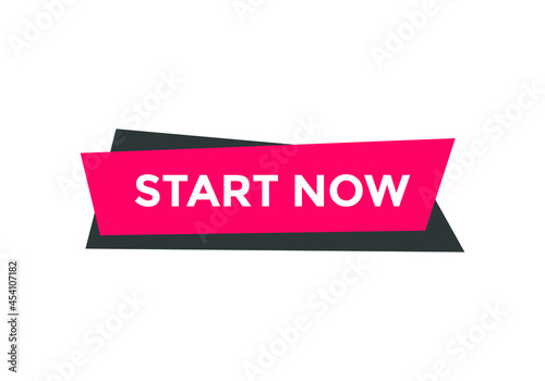 start now text web button. sign icon label square shape