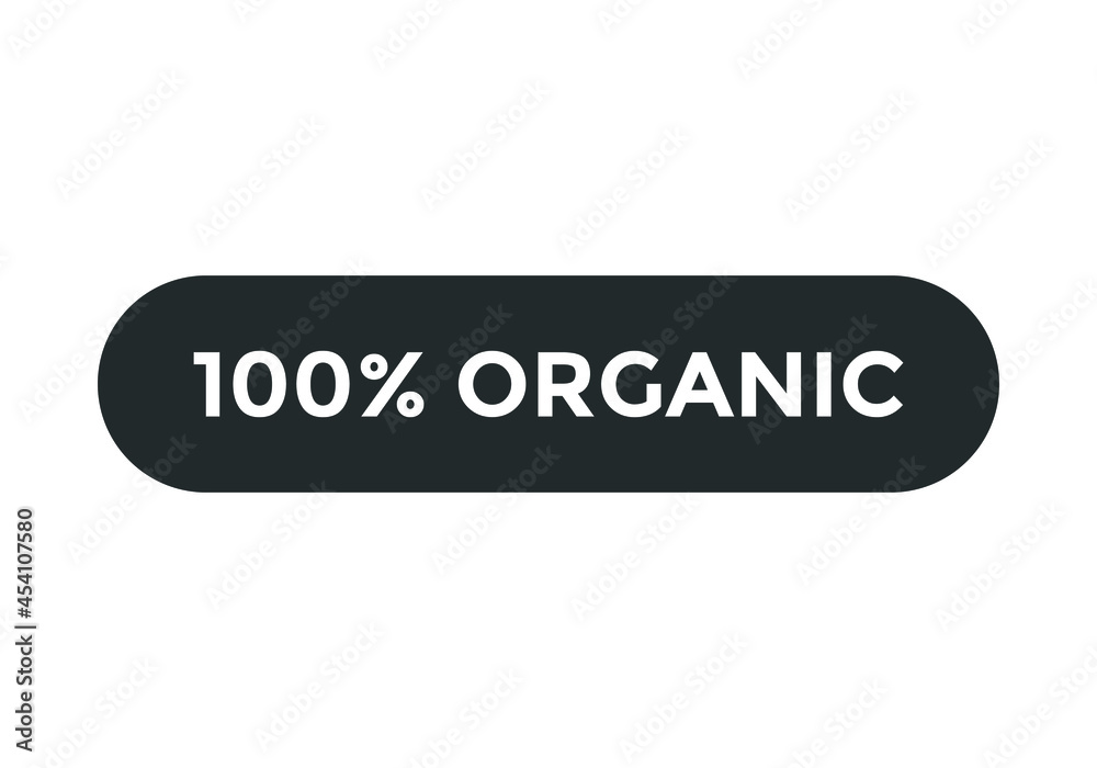 100% organic text label banner template. square shape icon. white color text