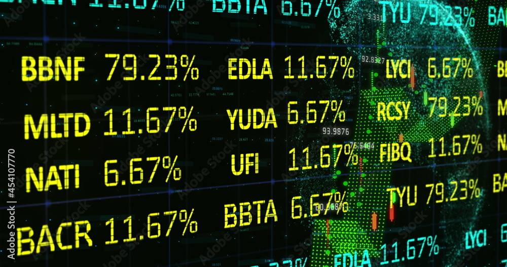 Obraz premium Stock market data processing against black background