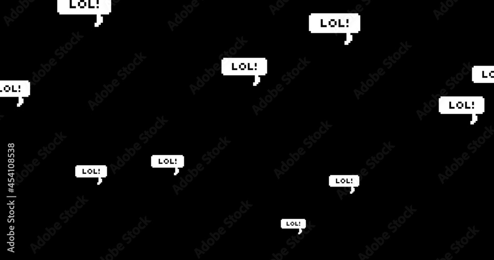 Image of social media text on banners with speech bubbles over black background