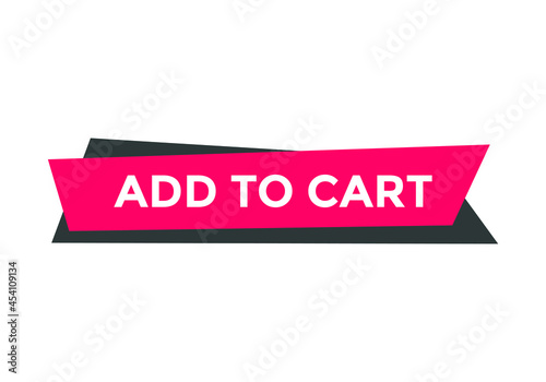 add to cart text web button colorful shape, shopping cart on white background, white text