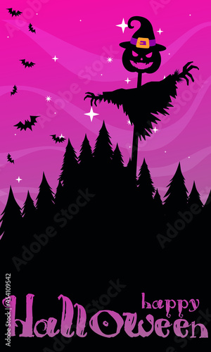 Happy Halloween message. Halloween Konpet for greeting cards, posters, banners, flyers and invitations, holiday background.	