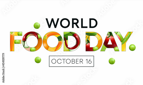World Food day is observed every year on October 16, promotes global awareness and action for those who suffer from hunger and for the need to ensure healthy diets for all. Vector illustration