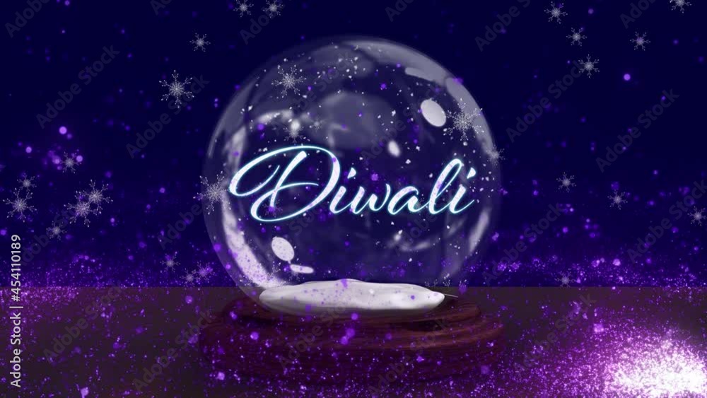 Animation of snow globe with christmas text and snow falling on purple background Animation of snow globe with christmas text and snow falling on purple background