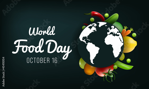 World Food day is observed every year on October 16, promotes global awareness and action for those who suffer from hunger and for the need to ensure healthy diets for all. Vector illustration