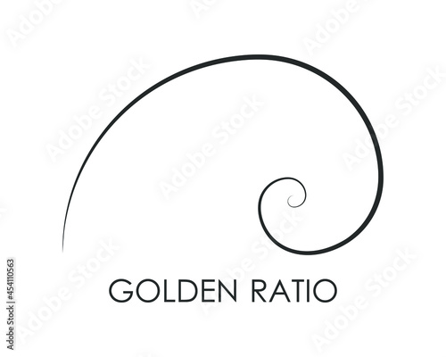Golden ratio graphic symbol. Geometric shape. Golden proportion of  architecture. Fibonacci number sign. Logo. Vector illustration