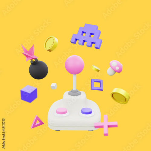 Картината върху платно Retro gaming 3D render illustration