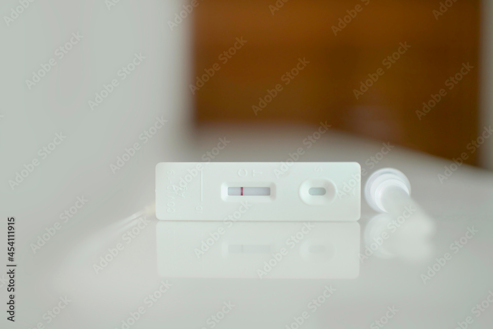 Fototapeta premium Covid-19 rapid antibodies and antigen test kit IgM IgG.Quick home testing on corona virus. Negative result. Close up.
