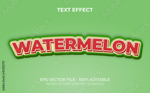 Watermelon text effect style. Editable text effect fruit theme.