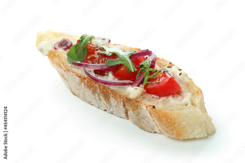 Delicious bruschetta snack isolated on white background Delicious bruschetta snack isolated on white background