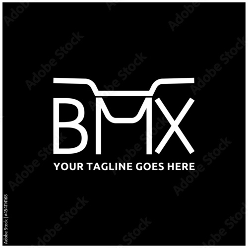 BMX Letter Monogram Combination with Handlebar Logo Design Isolated on Black Background