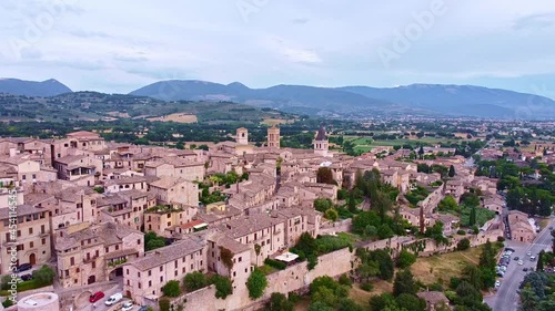 Aerial view of the small town of Spello in Umbria