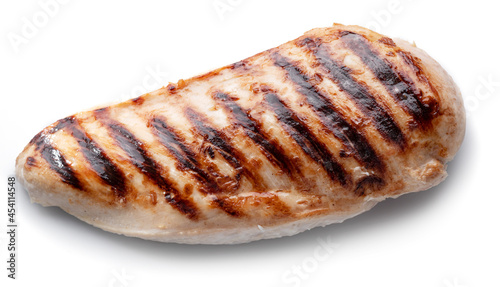 Grilled chicken fillet isolated on white background.