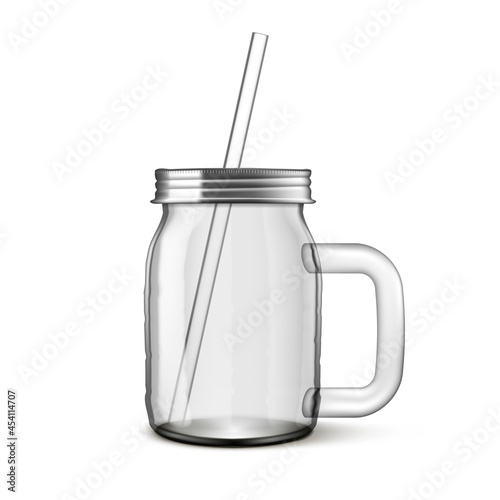 3D Clear Transparent Glass Jar With Drink Tube
