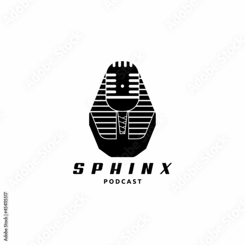 Sphinx Microphone Mic Icon for Podcast Radio Entertainment Comedian or Sing Logo Design Inspiration