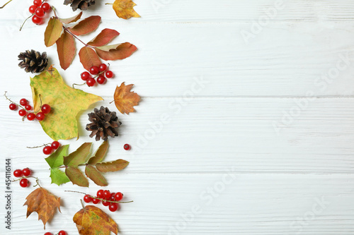 Happy Thanksgiving Day composition on white wooden table