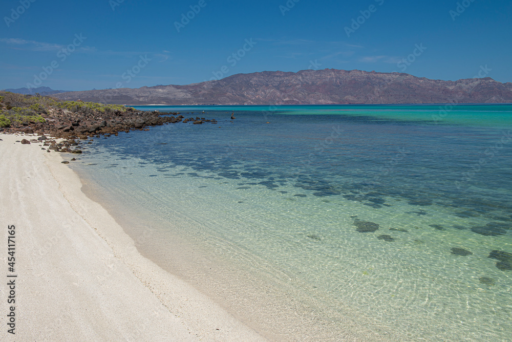 beach and sea in the Coronado island in the Baja peninsula by the sea of Cortes in the state of Baja California Sur, Mexico. seascapes of Loreto 