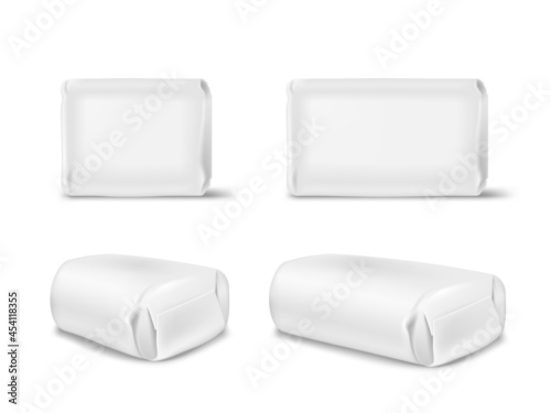 White Blank Foil Or Paper Soup Packaging Isolated