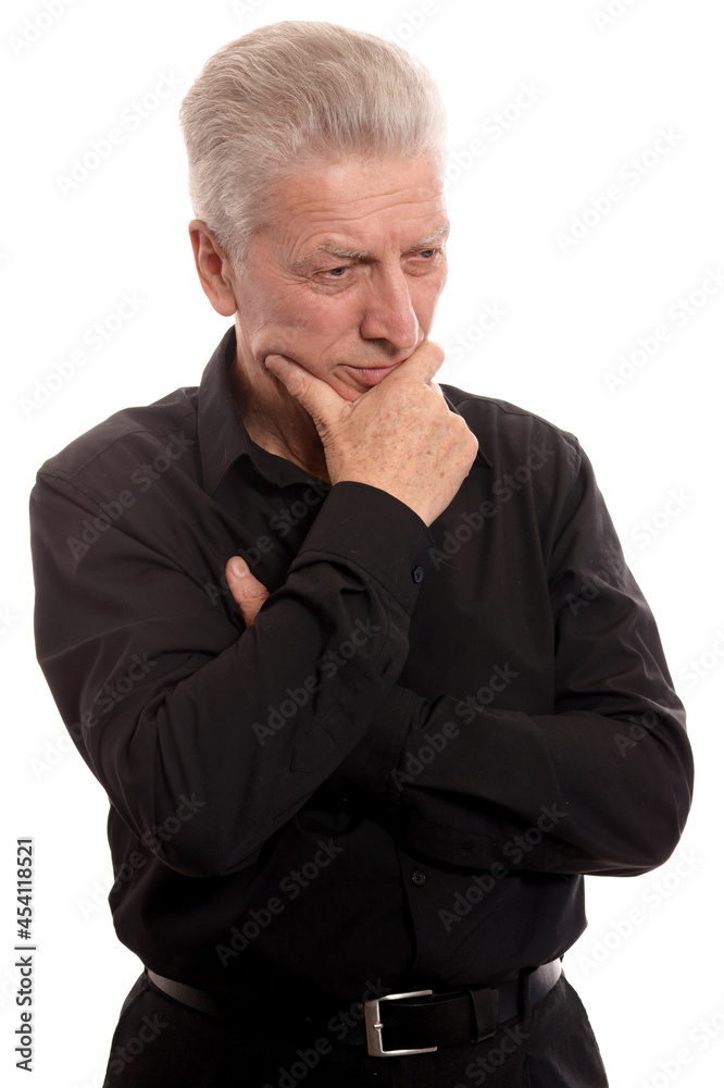 Thinking senior man isolated on white background Thinking senior man isolated on white background