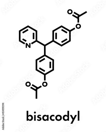Bisacodyl laxative drug molecule. Skeletal formula.