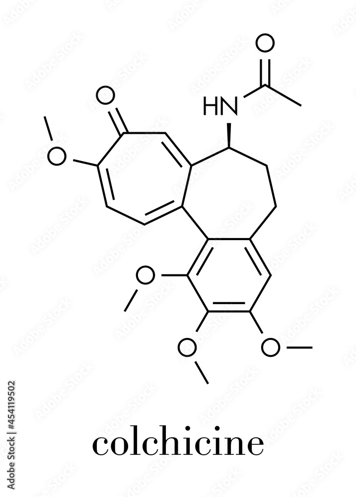 Fototapeta premium Colchicine gout drug molecule. Skeletal formula.