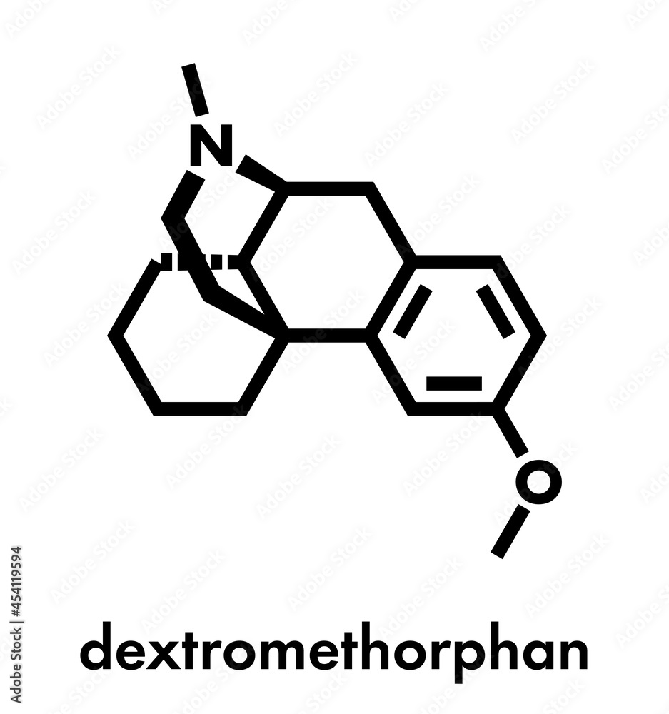 Dextromethorphan cough suppressant drug (antitussive) molecule ...