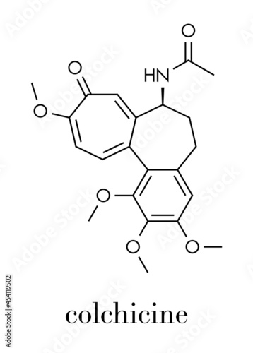 Colchicine gout drug molecule. Skeletal formula.