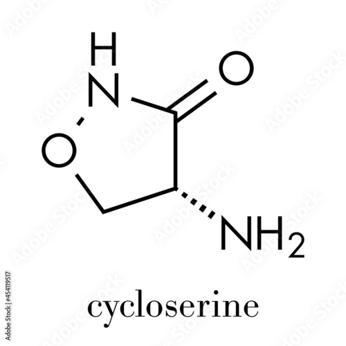 Cycloserine (D-cycloserine) tuberculosis drug molecule. Skeletal formula.