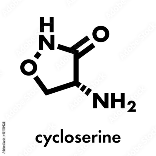 Cycloserine (D-cycloserine) tuberculosis drug molecule. Skeletal formula.