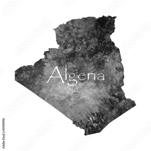 Old abstract grunge map of Algeria with ancient map and letters on white background. Vector EPS 10.
