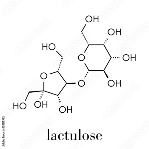 Lactulose chronic constipation drug (laxative) molecule. Skeletal formula.