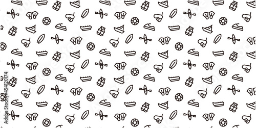 Marine sports icon pattern background for website or wrapping paper (Monotone version)