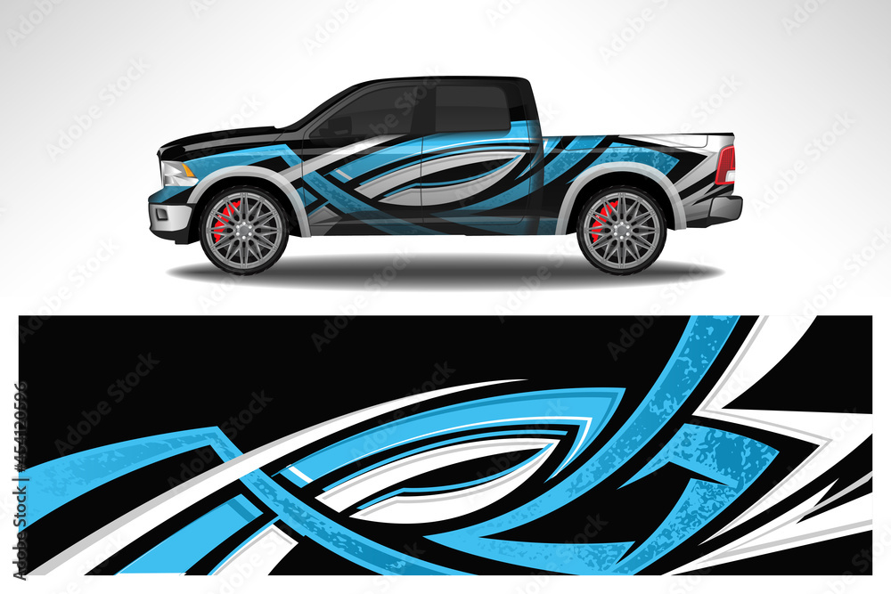 Wrap car vector design decal. Graphic abstract line racing background design for vehicle, race car, rally, adventure livery camouflage.
