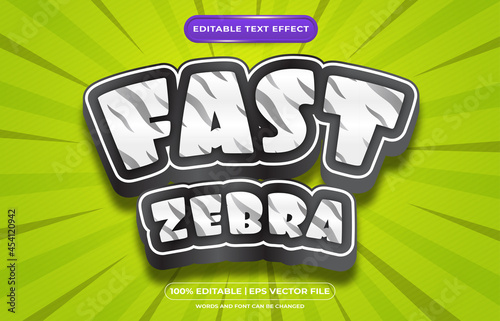 Fast zebra editable text effect cartoon comic style