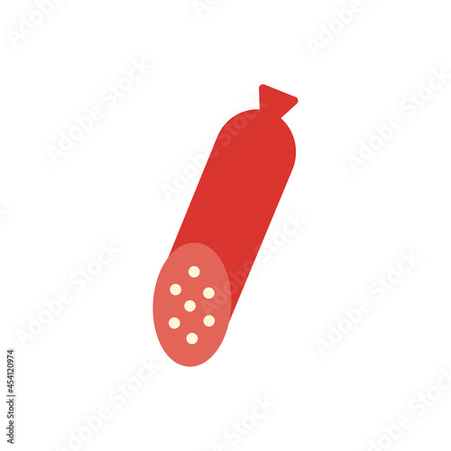 Smoked sausage salami icon. Isolated flat color icon. Vector illustration. Modern glyph design. Meat products. Food ingredients