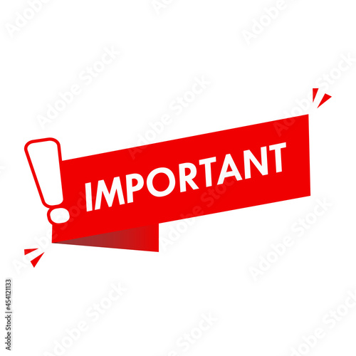 Red vector illustration banner important with exclamation mark