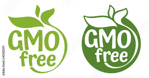 GMO free - calligraphic label with leaves