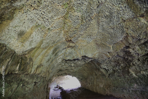 Lava tunnel near the Caldeira on the island Graciosa, Azores