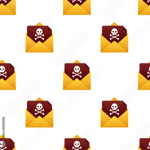 Red email virus pattern. Computer screen. Vector stock illustration.