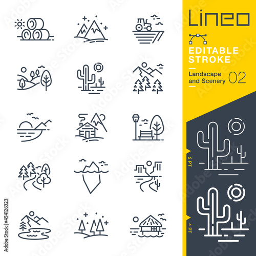 Fotografia Lineo Editable Stroke - Landscape and Scenery line icons