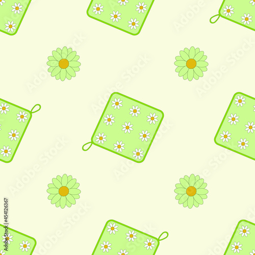 Colored oven mitt seamless vector pattern. Design for textiles, fabrics, clothing.