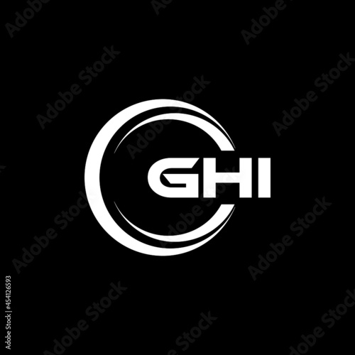 GHI letter logo design with black background in illustrator, vector logo modern alphabet font overlap style. calligraphy designs for logo, Poster, Invitation, etc.