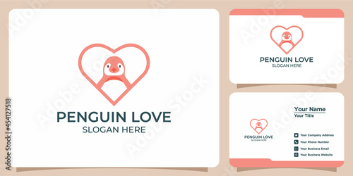 set of minimalist penguin logos and business cards