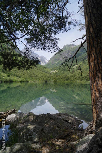 Alpine Baduk lake in the western Caucasus in the Karachay-Cherkess Republic