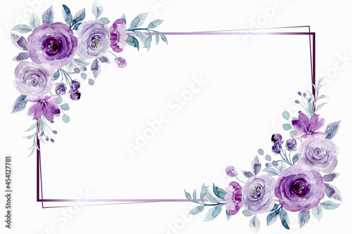 Wallpaper Mural Purple rose flower frame with watercolor Torontodigital.ca