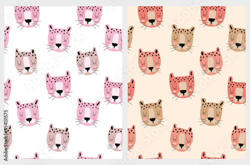 Photography Cute Hand Drawn Nursery Vector Pattern with Dreamy Tigers