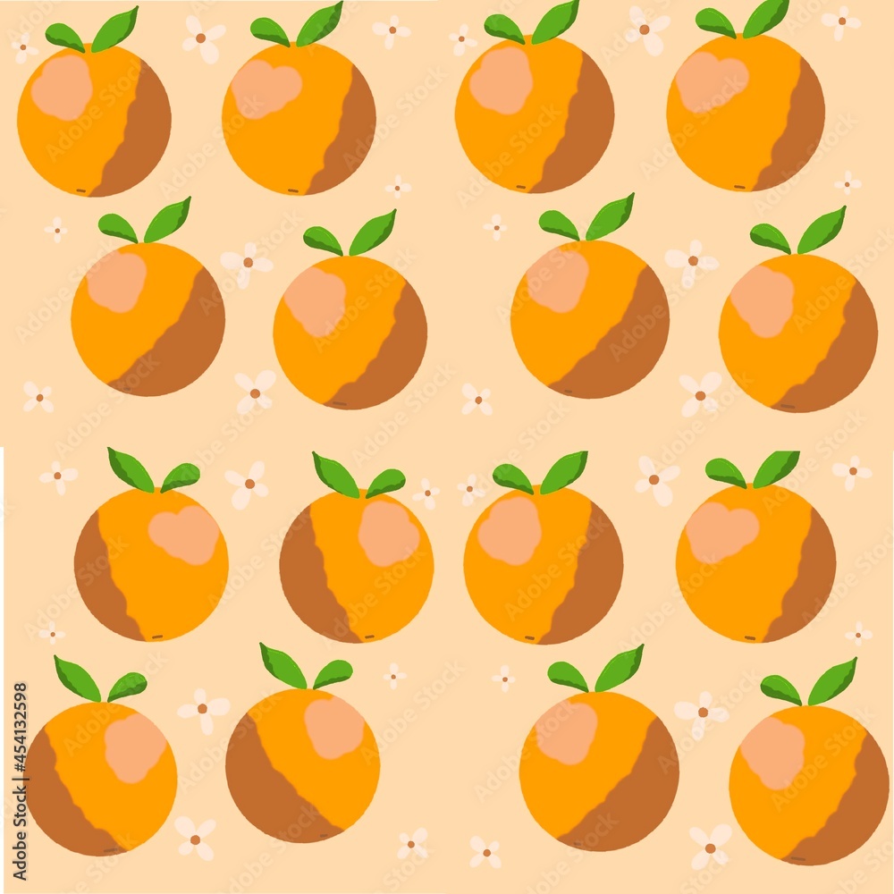 Tangerines pattern.  fruit with leaf.  ripe citrus