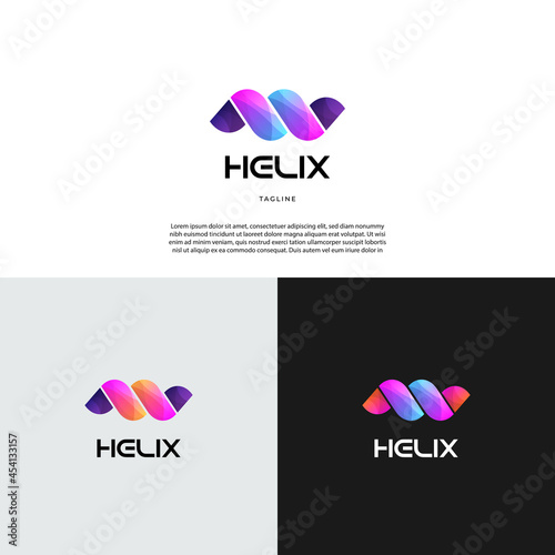 Abstract DNA Ribbon Logo Design Template